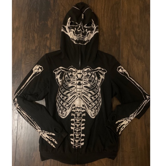 skeleton hoodie zip up hot topic